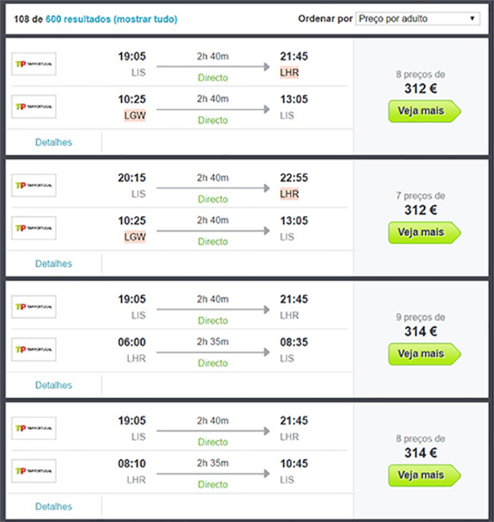 Comparador de preços - Skyscanner