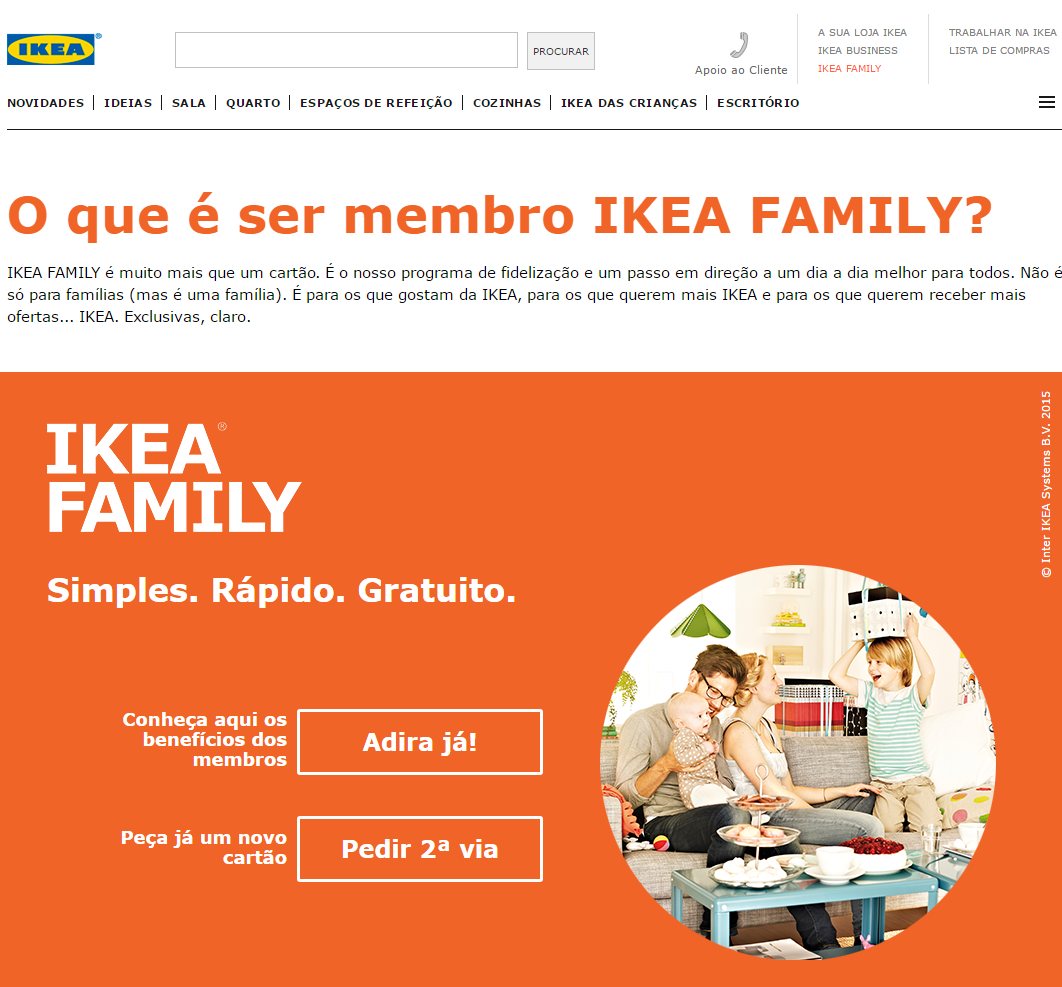 Site IKEA Family - Programa de Fidelização